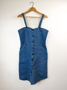 Zudio Denim Button Front Midi Dress Size L
